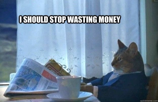 I should stop wasting money - Sophisticated Cat - quickmeme