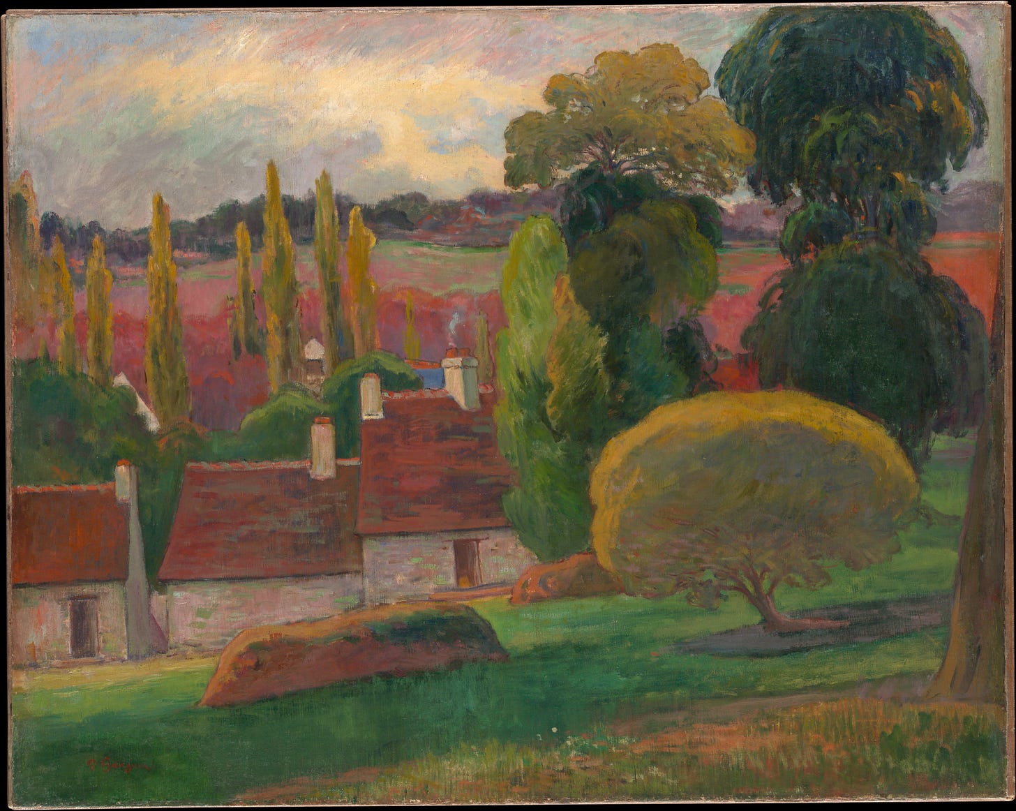 A Farm in Brittany ca. 1894 by Paul Gauguin.