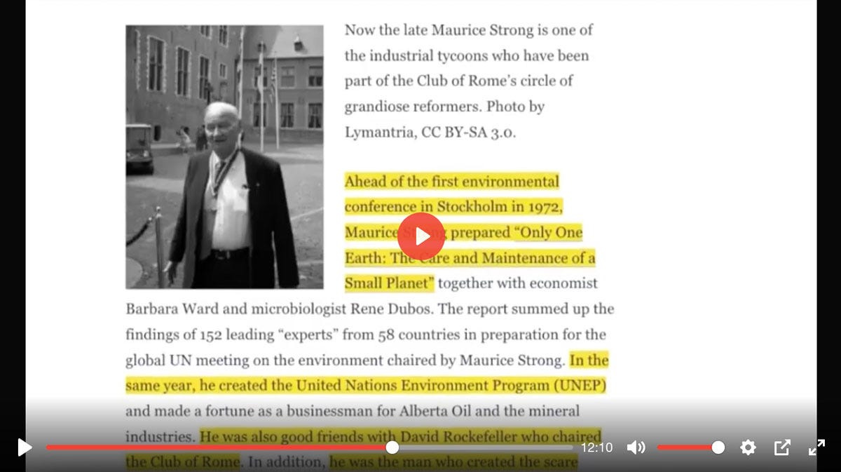 Maurice Strong and the Depopulation Agenda