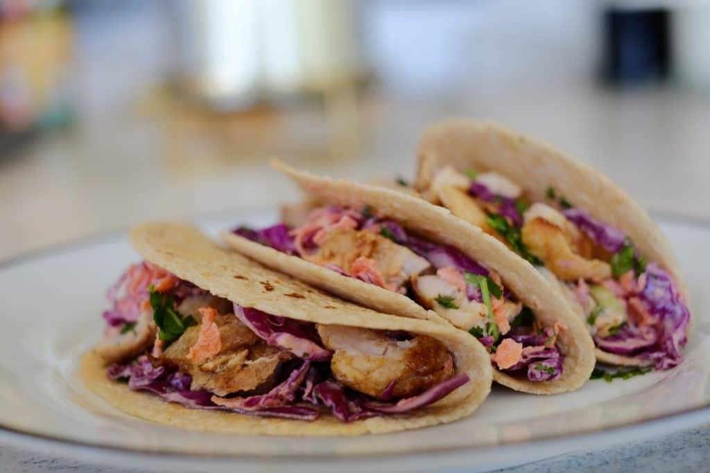Lime Chicken Soft Tacos with Cabbage Slaw
