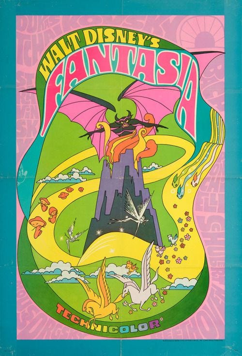 Walt Disney&#39;s Fantasia re-release poster, 1969 | Fantasia disney, Disney  movie posters, Disney animated films