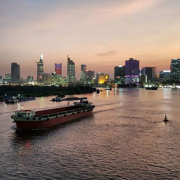 Saigon as viewed from the Thu Thiem Bridge.