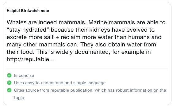 Whales are indeed mammals. Marine mammals are able to “stay hydrated” because their kidneys have evolved to excrete more salt + reclaim more water than humans and many other mammals can. They also obtain water from their food. This is widely documented, for example in http://reputable…