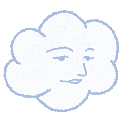 gif of a simple cloud drawing with light blue outline and a pensive-looking face, seems to be contemplating something.