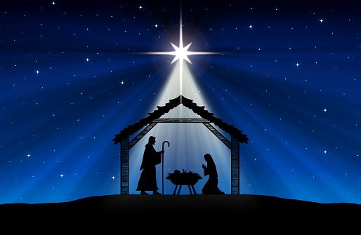 Blue Christmas Nativity Scene Background Stock Illustration - Download  Image Now - iStock