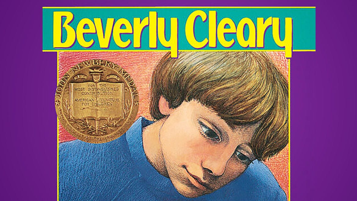Cover Photo: A cover of Beverly Cleary's Dear Mr. Henshaw, featuring a white boy with brown-blonde hair in a blue sweater peering down. 