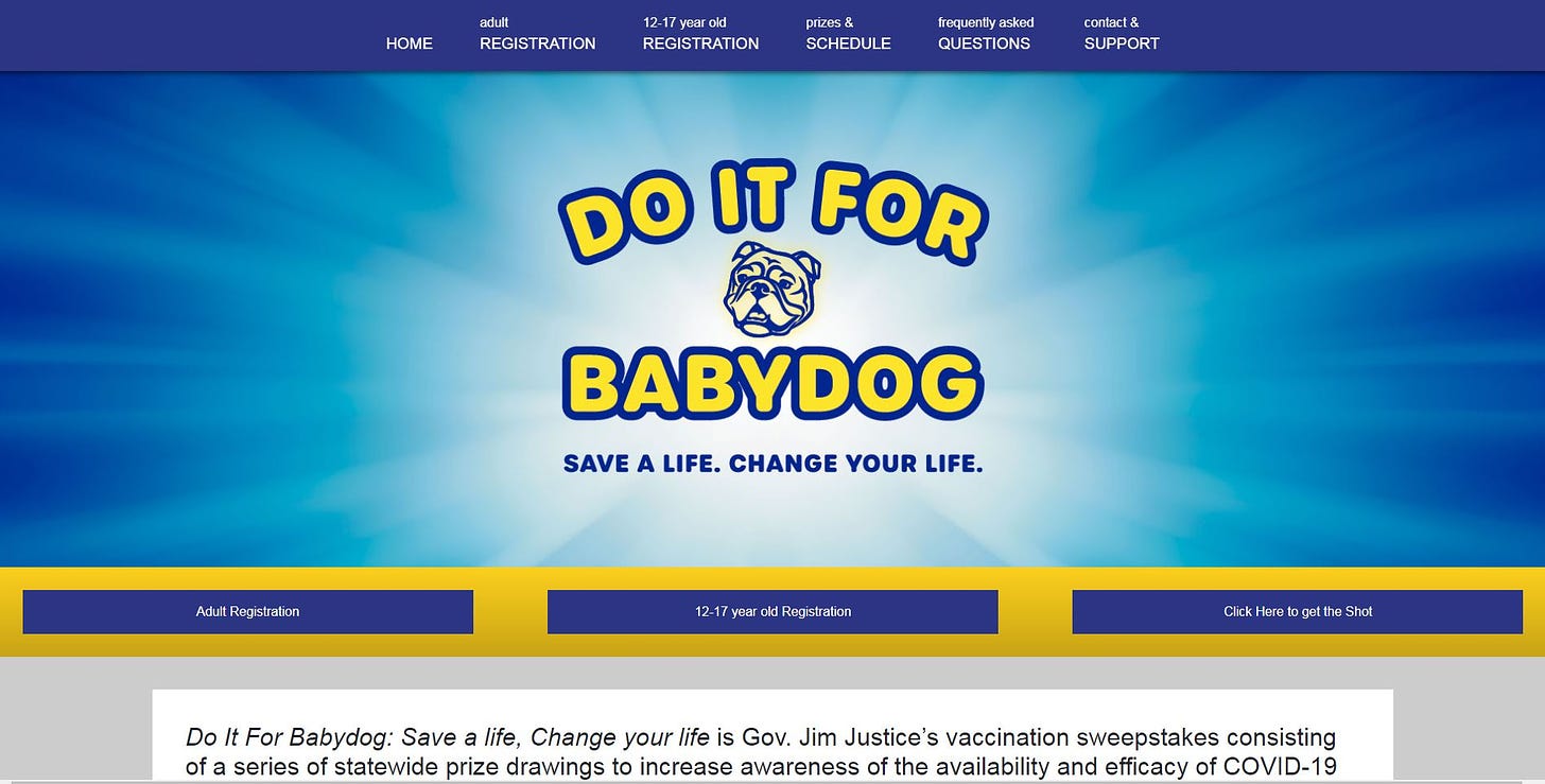 'Do it for Babydog' West Virginia vaccine lottery: How to ...