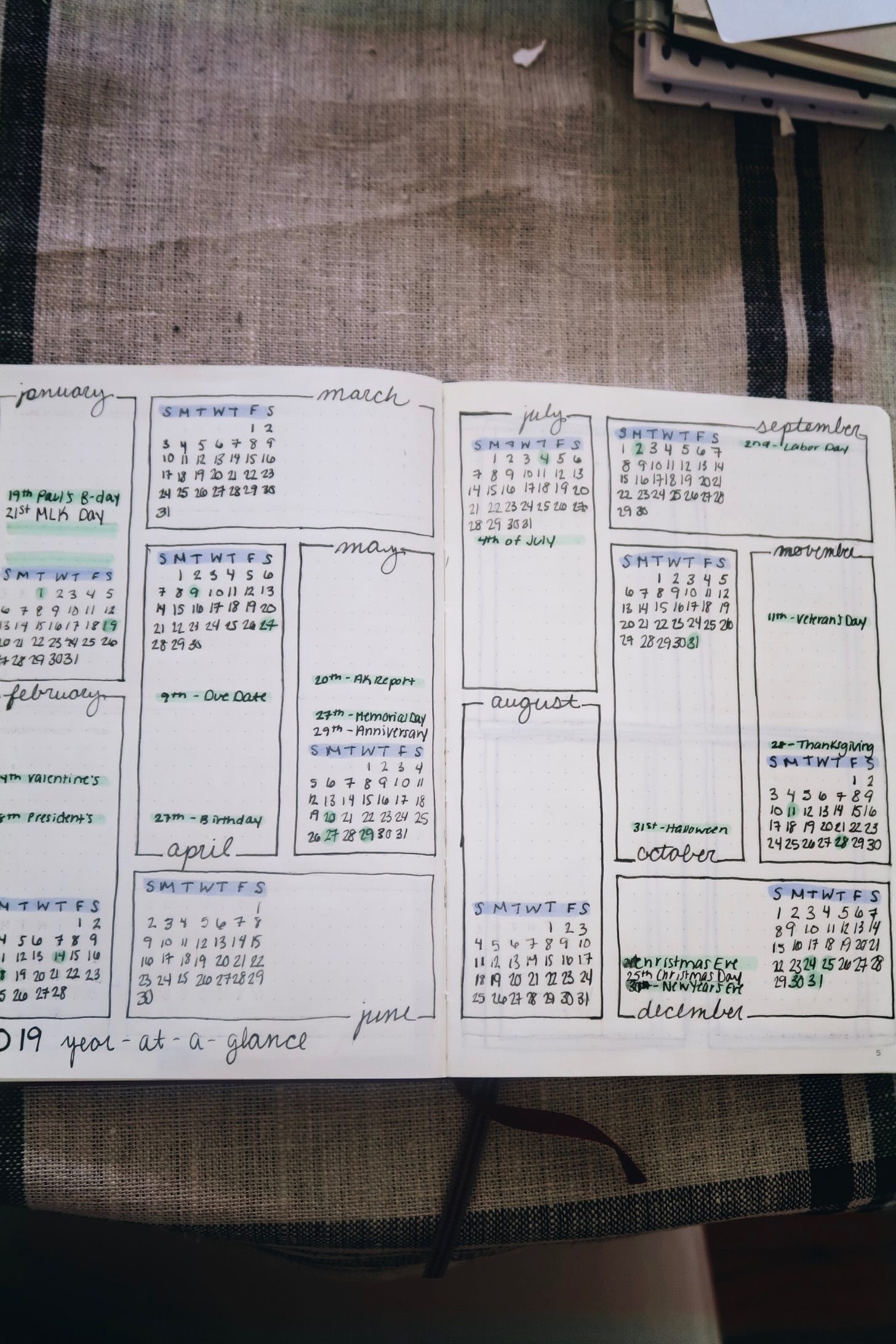 2019 Bullet Journal Setup | Year-at-a-Glance