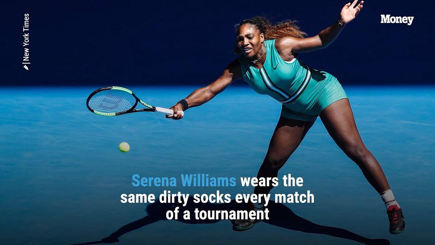 Serena Williams Wears the Same Dirty Socks for Every Match in a Tournament.  This Career Expert Says You Should Do the Same at Work - video Dailymotion
