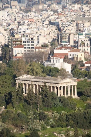 Temple of Hephaistos in park beside suburbs.jpg