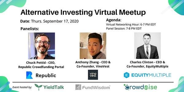 👉 NEXT WEEK: Tickets Still Available for Alternative Investing Virtual Meetup 🤝
