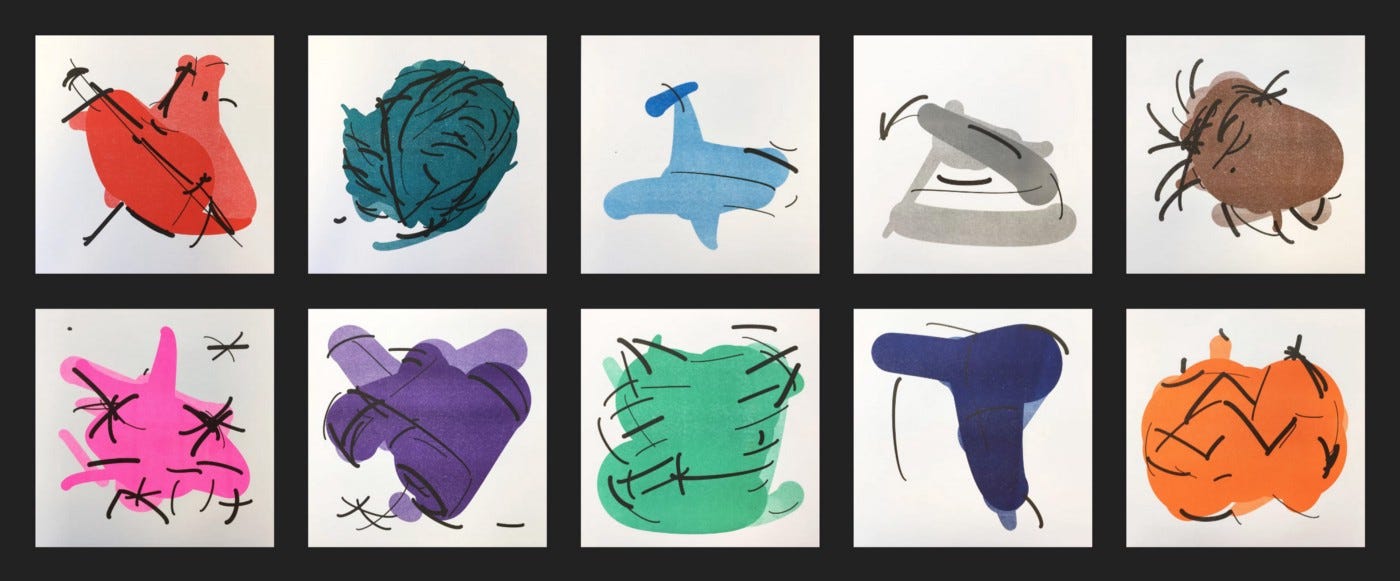 abstract art created by AI resemble daily objects