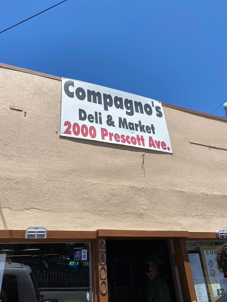 Photo of Compagno's Market & Deli - Monterey, CA, United States. On the corner of Prescott & Taylor Street.