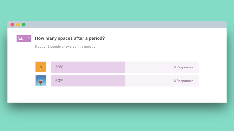 Two issues ago, I asked you to answer, once and for all, the perennial question: How many spaces after a period? (It looks like the jury is still out.)