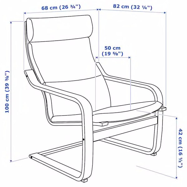 POÄNG Armchair, Glose dark brown, Seat depth: 19 5/8" Seat height ...