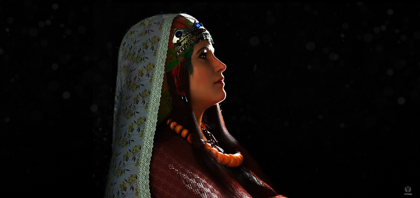 anaroze Berber digital3d c4d amazigh characters gameart jewelry octane girl