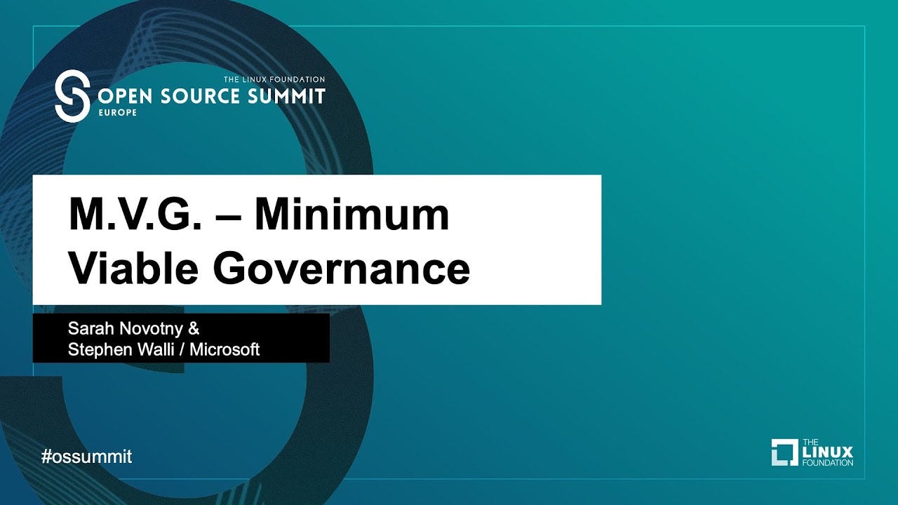 M.V.G. – Minimum Viable Governance - Stephen Walli &amp; Sarah Novotny,  Microsoft - YouTube