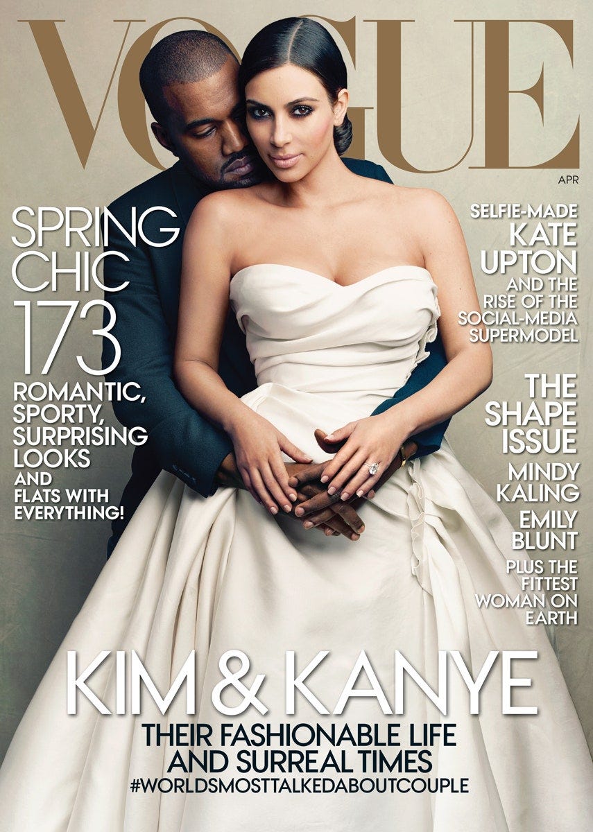 Kim Kardashian Kanye West and Baby North Vogue