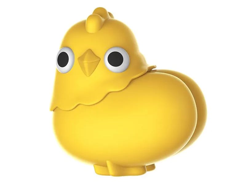 A clitoral stimulator toy that looks like an adorable yellow chick with a thicc booty, for some reason.