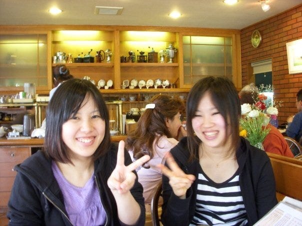 My friends Chika and Haruka.