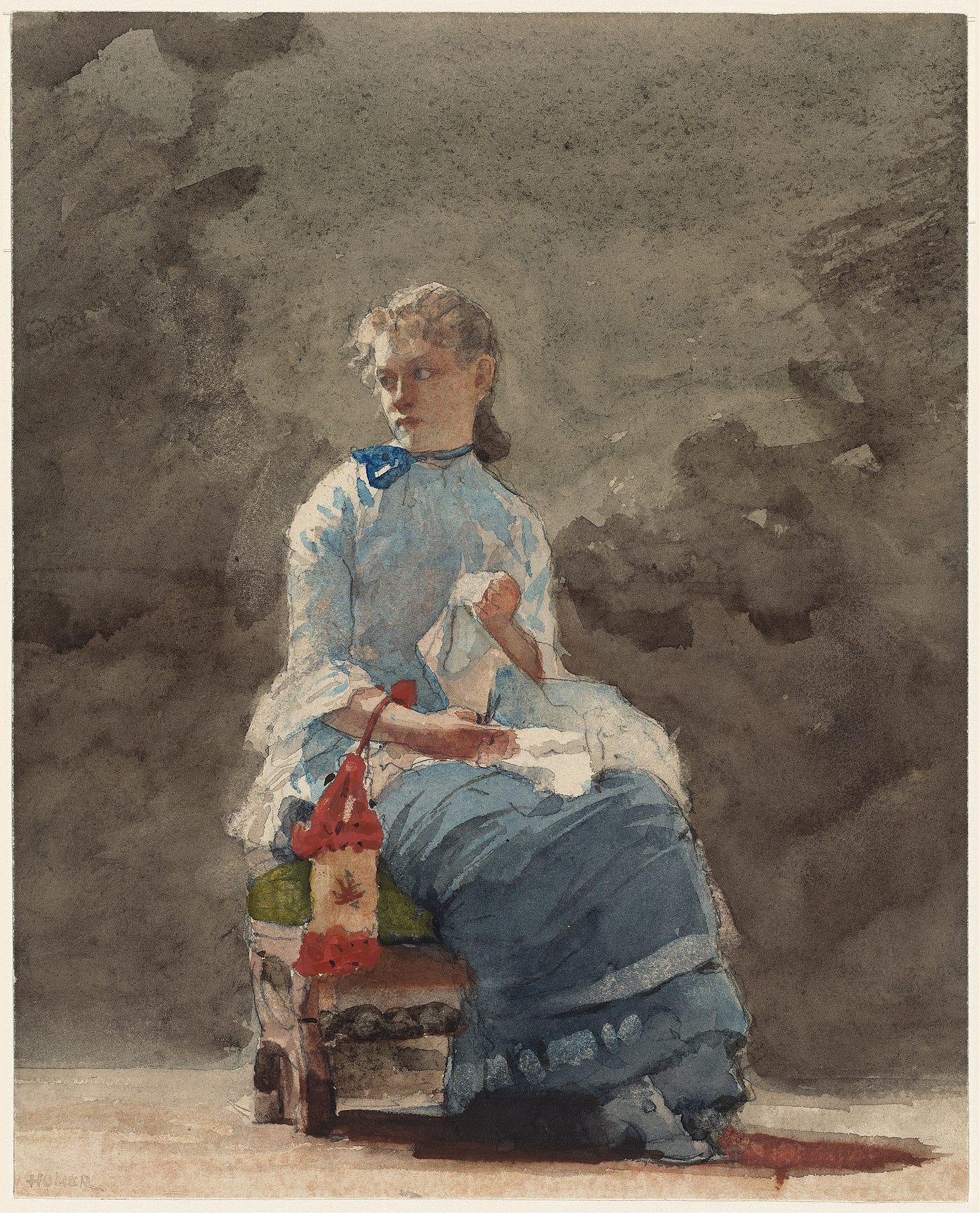 Young Woman Sewing (1876)