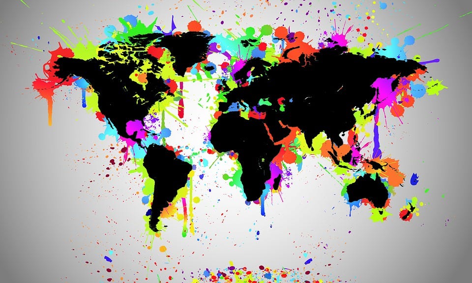 World, Map, Black, Splash
