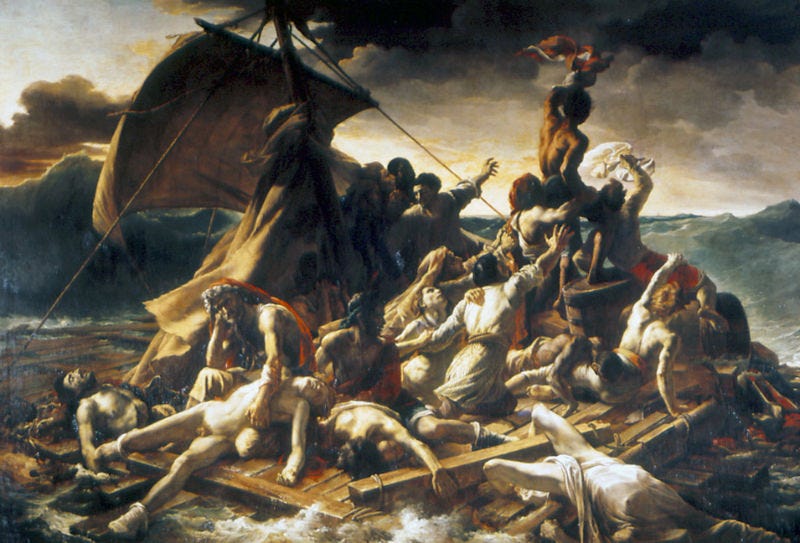 Painting of sailors resorting to cannibalism to survive.