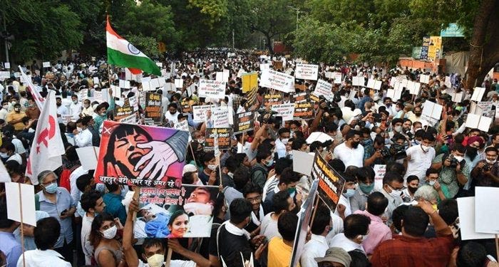 Hathras case protest: Hundreds gather at Jantar Mantar in Delhi