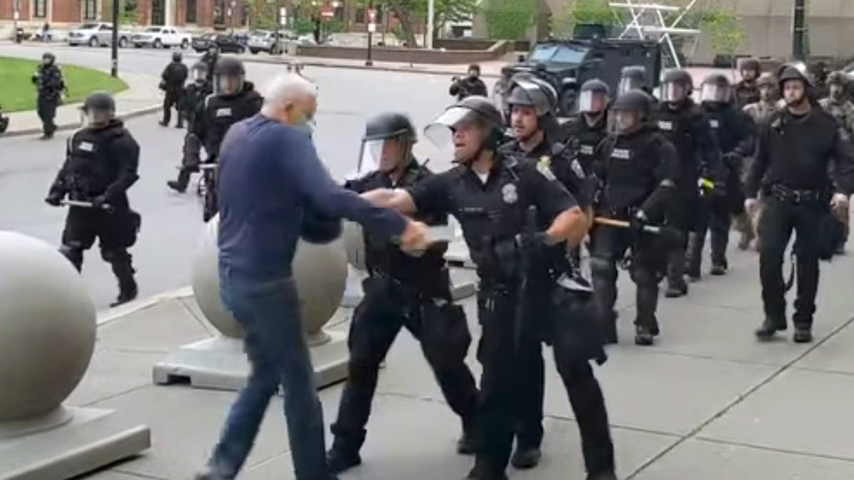 Buffalo, New York police officers charged after shoving man to ground