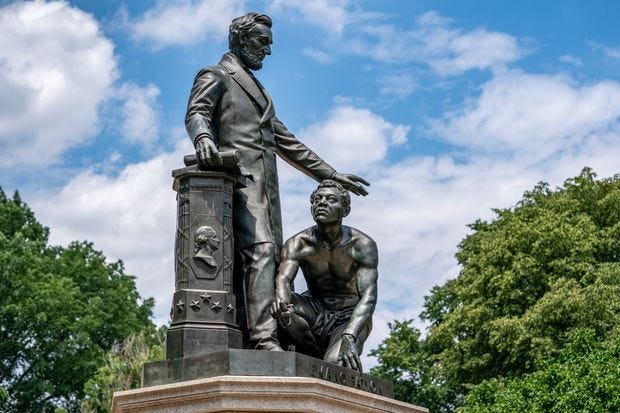 The statue of Abraham Lincoln in Lincoln Park on Capitol Hill on Thursday.
