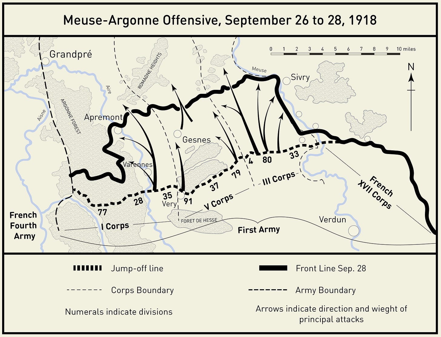 Map of the Meuse-Argonne Offensive, September 1918.