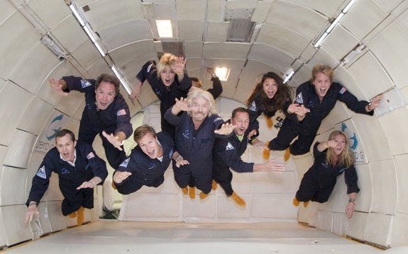Virgin Galactic's Billionaire Founder Sir Richard Branson Takes Zero-G  Flight