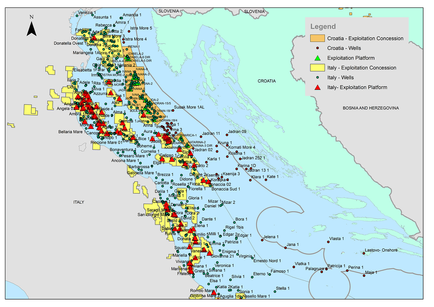 Comparison of exploration and exploitation of hydrocarbons in Croatian and in Italian part of the Adriatic sea