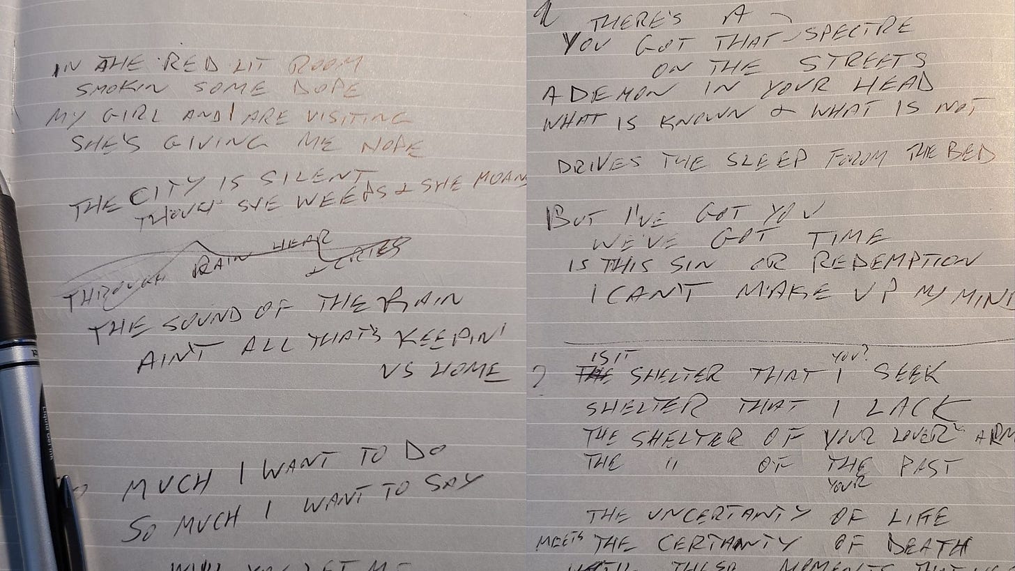 An image of the lyrics for Take Your Cares Away