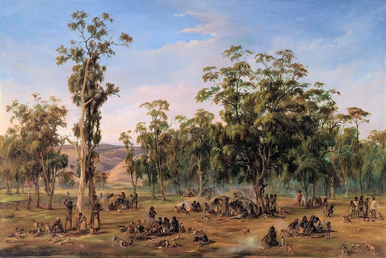 Alexander Schramm - An Aboriginal encampment, near the Adelaide foothills - Google Art Project.jpg