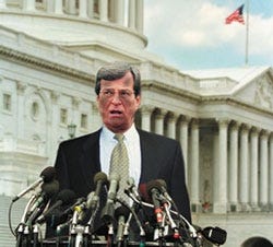 Senate majority foreman Trent Lott (R-MS) talks to reporters shortly after the mine collapse.