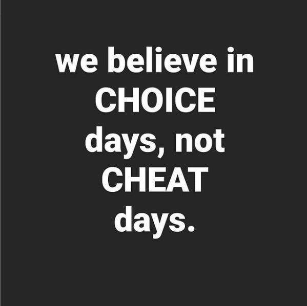 Graphic: We believe n Choice days, not CHEAT days