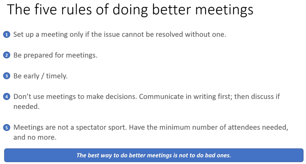 Five rules to do better meetings