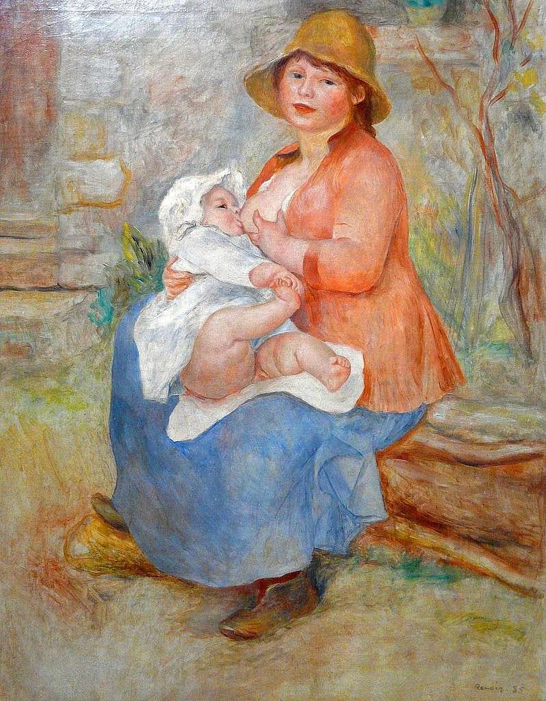 Paiting by Renoir of a mother nursing a baby in the woods