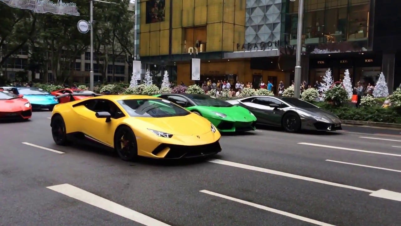 Lamborghini Day - Opening of the Parade of the Bulls along Orchard ...