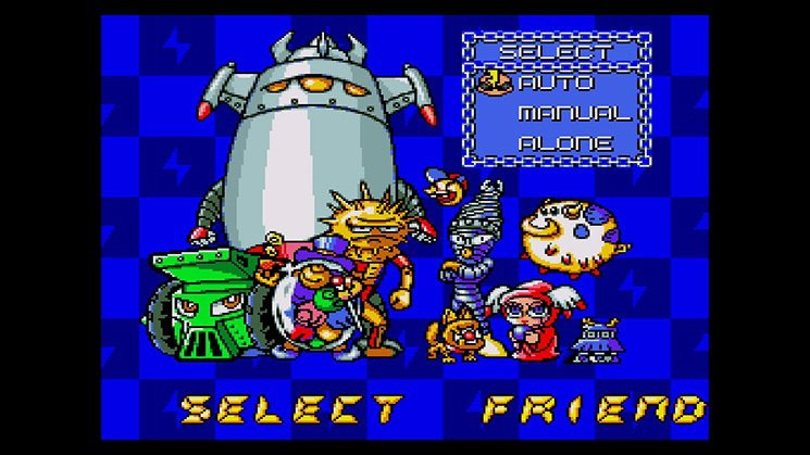 A screenshot of the selection screen for Zonk's potential allies in Air Zonk
