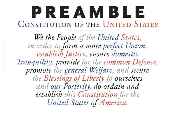 Preamble to the US Constitution as Wall Art #A169 ...