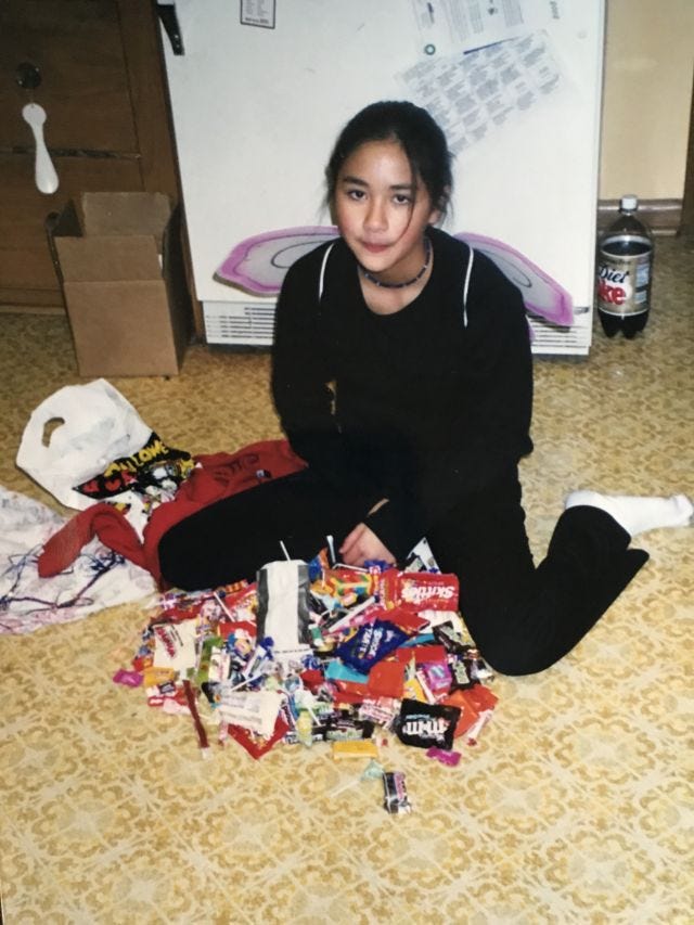 me in seventh grade on halloween surrounded by candy and ennui