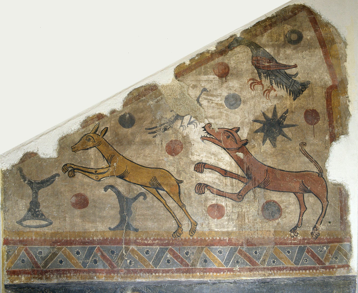 Mestre de Santa Maria de Taüll - Wolf pursuing a gazelle from Santa Maria de Taüll - After 1123