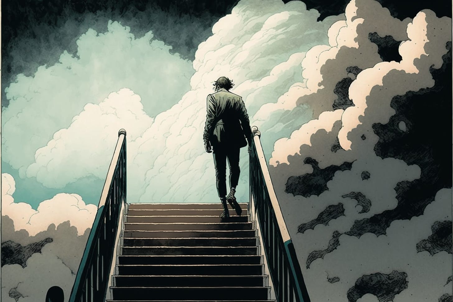 a staircase in the clouds, graphic novel