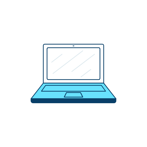 An illustration of an open laptop.