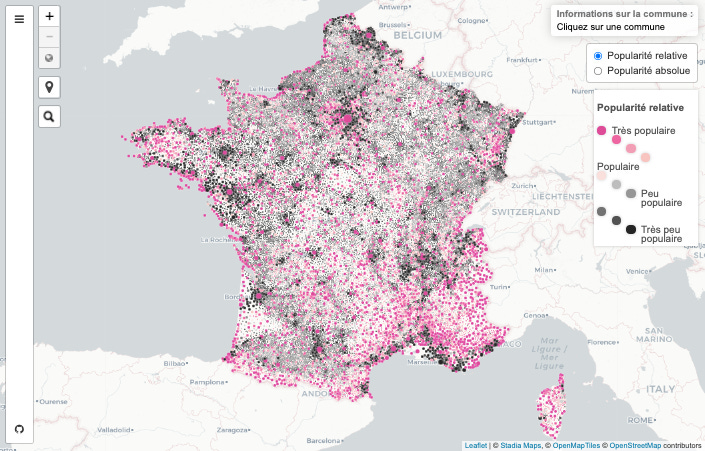 Carte de désirabilité des communes de France