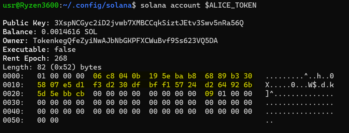 在终端中运行 Solana 帐户命令