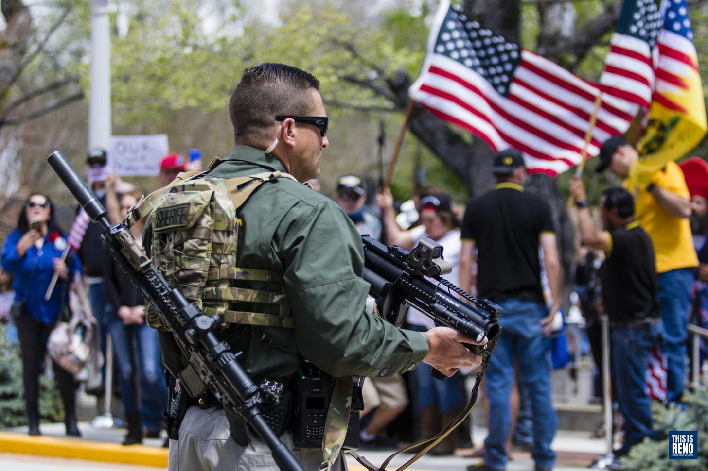 SWAT team member at protest