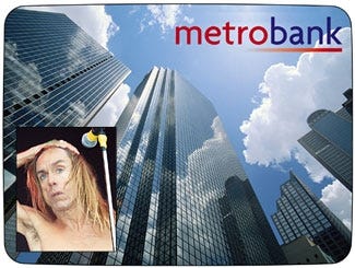 A scene from the new Metrobank ad, which features a song by longtime heroin addict Iggy Pop (inset).
